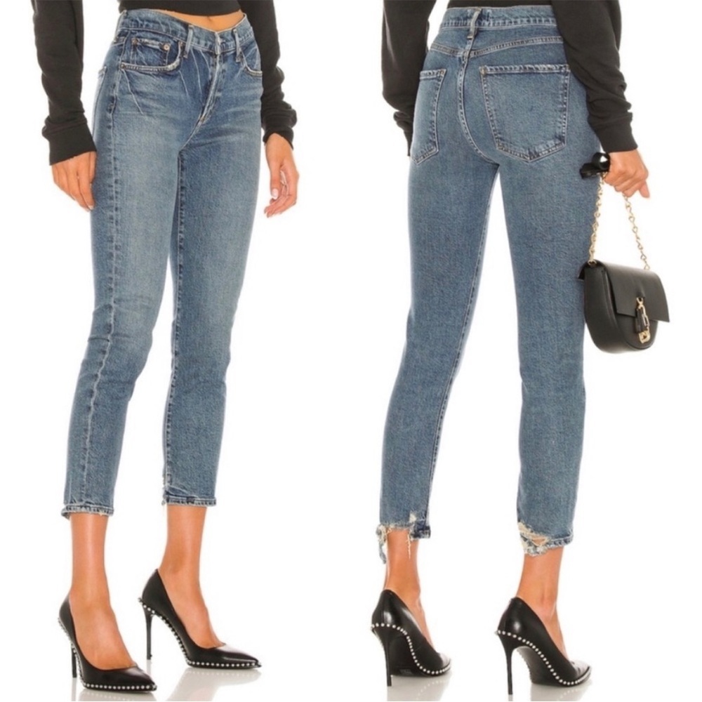 AGOLDE Toni Mid Rise Straight Jeans in Landmark Wash Sz 26